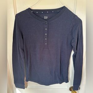GAP Navy Long Sleeve Henley Top